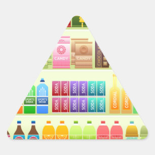 Pegatina Triangular refrigerios de productos de la plataforma de super
