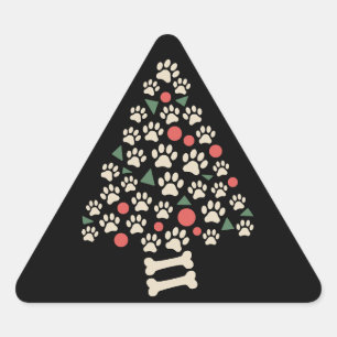 Pegatina Triangular Regalo de Navidad para Amantes de Perros Pata de á