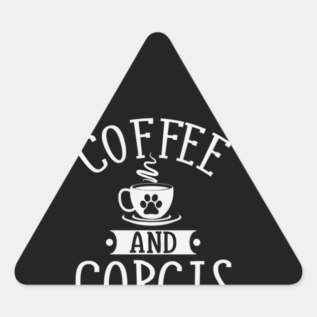 Pegatina Triangular Regalo de perro | Café Y Corgis - Regalo Corgi (Anverso)