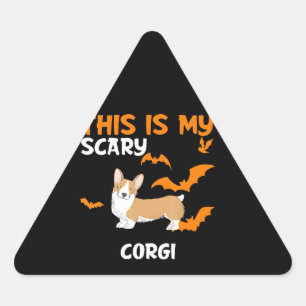 Pegatina Triangular Regalo de perro Corgi Costume Halloween