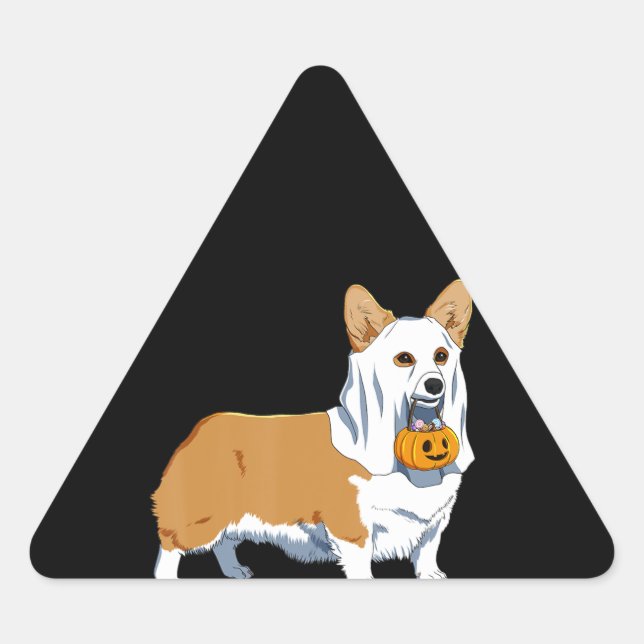 Pegatina Triangular Regalo de perro | Divertido perro de calabaza fant (Anverso)