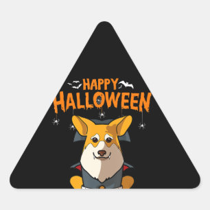 Pegatina Triangular Regalo de perro   feliz halloween pembroke corgi