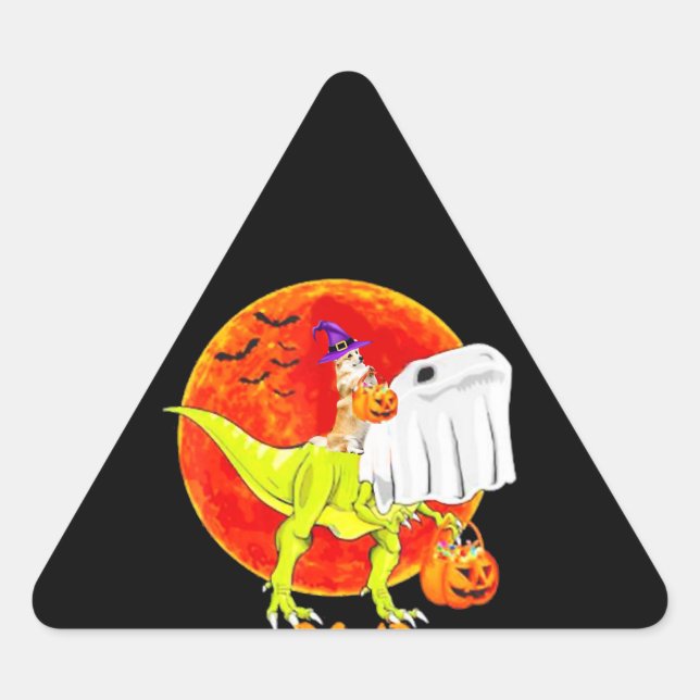 Pegatina Triangular Regalo de perro | Trick rawy trick trance hallowee (Anverso)