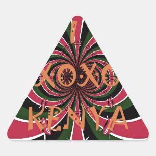 Pegatina Triangular Regalo de viaje a Kenia – Diseño de abrazos y beso