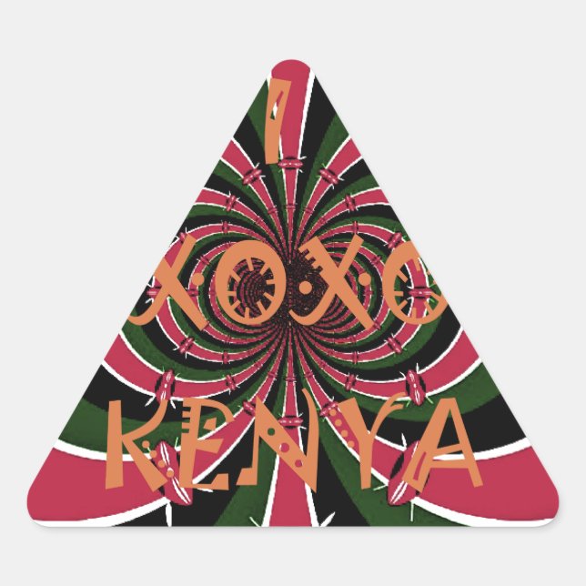 Pegatina Triangular Regalo de viaje keniano - Diseño de abrazos y beso (Anverso)