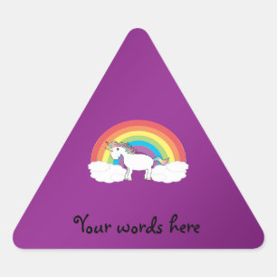 Pegatina Triangular Regalos de unicornio de arco iris morado