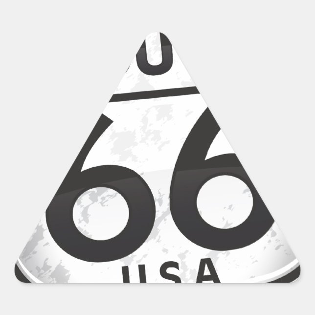 Pegatina Triangular Regalos históricos de la Ruta66 de Estados Unidos (Anverso)