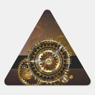 Pegatina Triangular Reloj de vapor con engranajes antiguos