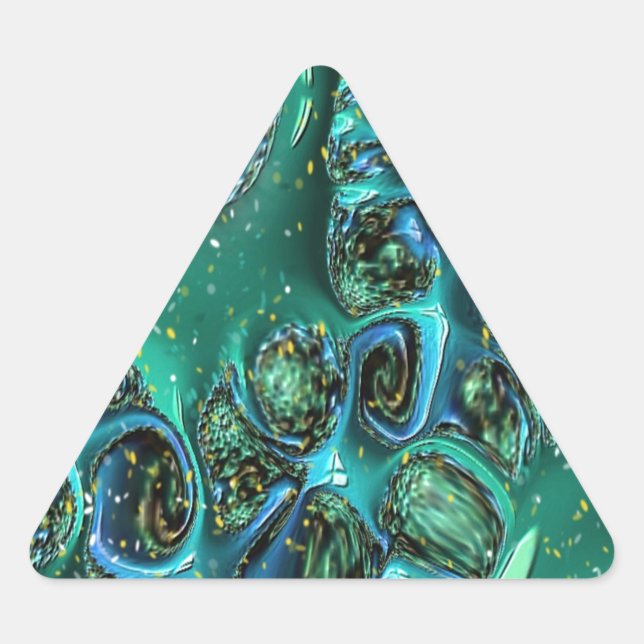 Pegatina Triangular Resumen azul giratorio (Anverso)