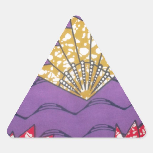 Pegatina Triangular Resumen de arte africano: Olas de pasión púrpura (Anverso)