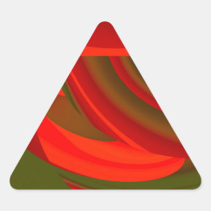 Pegatina Triangular Resumen de Cubist Rojo y Verde
