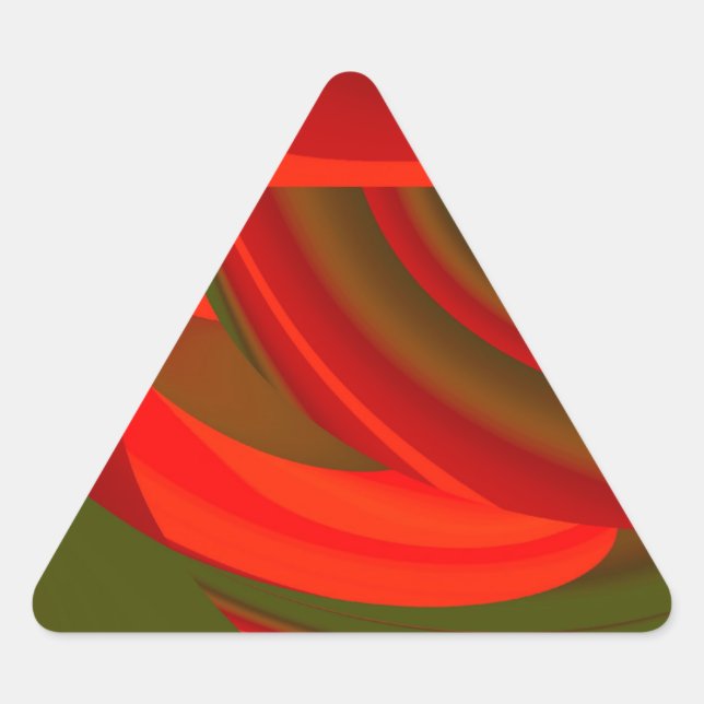 Pegatina Triangular Resumen de Cubist Rojo y Verde (Anverso)