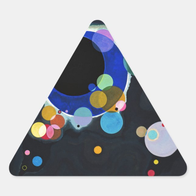 Pegatina Triangular Resumen de varios círculos de Kandinsky (Anverso)