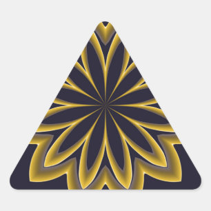 Pegatina Triangular Resumen Flor dorada