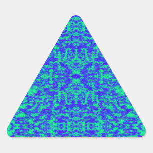 Pegatina Triangular Resumen Fractal En Azul Y Verde