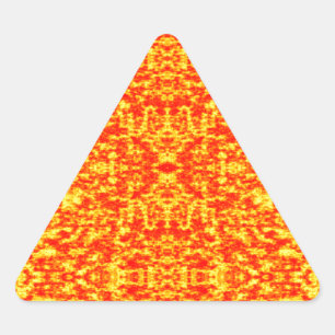 Pegatina Triangular Resumen Fractal En Rojo Y Naranja