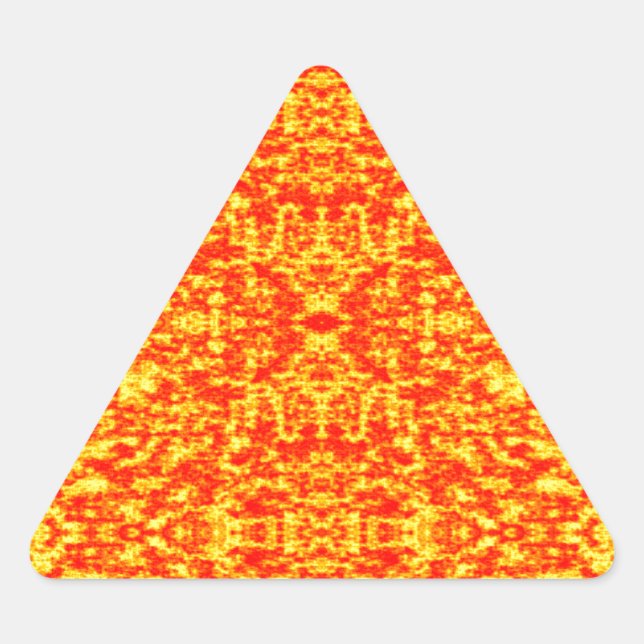 Pegatina Triangular Resumen Fractal En Rojo Y Naranja (Anverso)