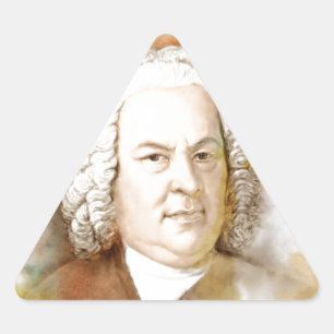 Pegatina Triangular Retrato de Johann Sebastian Bach en beige