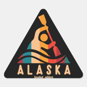 Pegatina Triangular Retro Alaska Kayaking