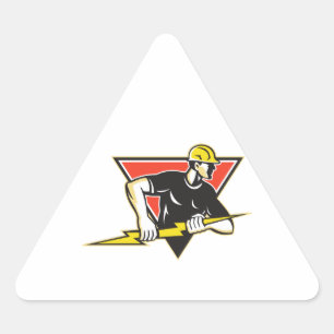 Pegatina Triangular Retro de perno de relámpago eléctrico