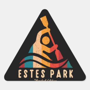 Pegatina Triangular Retro Estes Park Kayaking