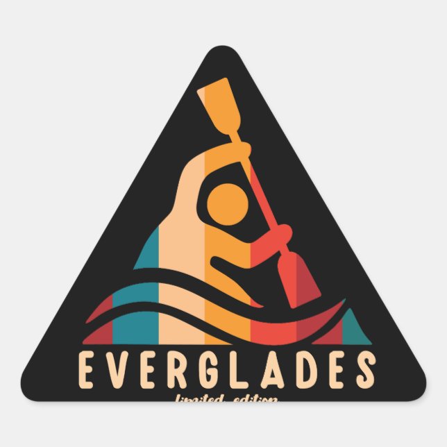 Pegatina Triangular Retro Everglades Kayaking (Anverso)