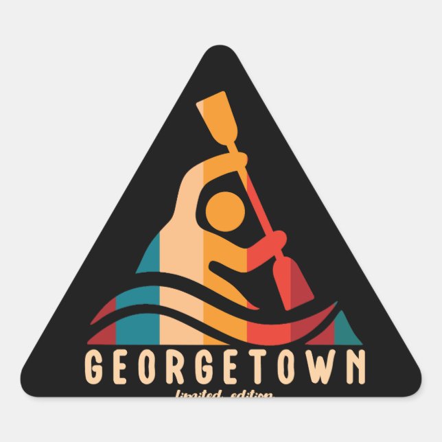 Pegatina Triangular Retro Georgetown Kayaking (Anverso)