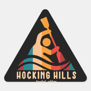 Pegatina Triangular Retro Hocking Hills Kayaking