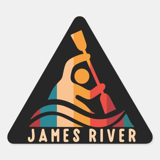 Pegatina Triangular Retro James River Kayaking (Anverso)
