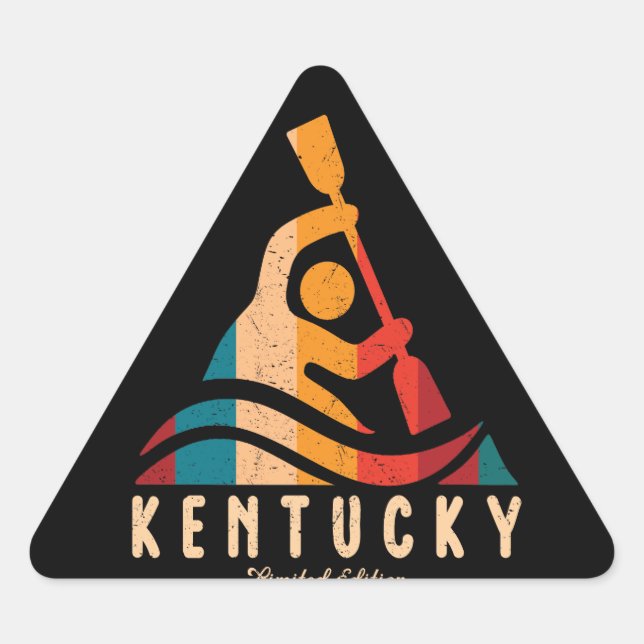 Pegatina Triangular Retro Kentucky Kayaking (Anverso)