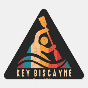 Pegatina Triangular Retro Key Biscayne Kayaking