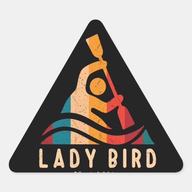 Pegatina Triangular Retro Lady Bird Kayak (Anverso)