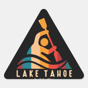 Pegatina Triangular Retro Lake Tahoe Kayaking