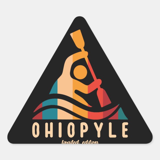 Pegatina Triangular Retro Ohiopyle Kayaking (Anverso)