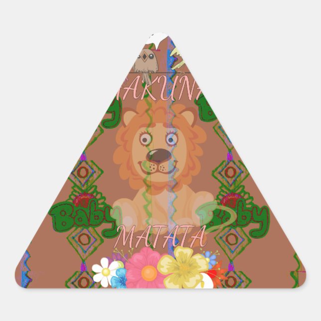 Pegatina Triangular Rey Leon Bebé Divertido: Diseño Hakuna Matata (Anverso)