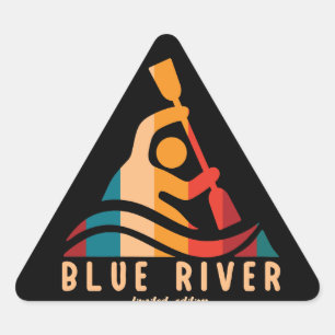 Pegatina Triangular Río azul retro