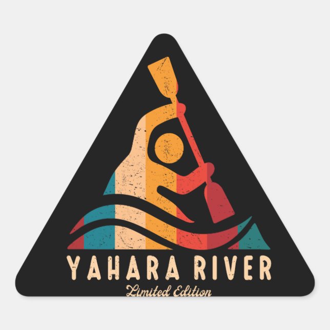 Pegatina Triangular Río Retro Yahara Kayak (Anverso)