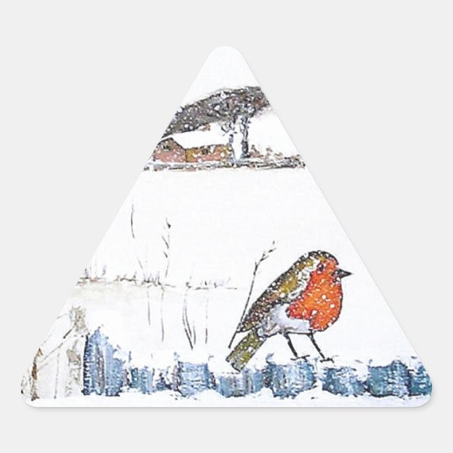 Pegatina Triangular Robin navidades (Anverso)