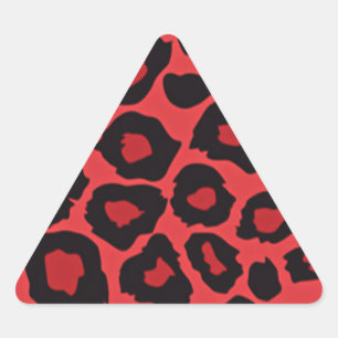Pegatina Triangular Rojo rojo de la impresión del leopardo rocoso de R