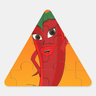 Pegatina Triangular Rompecabezas de la diva del pepino rojo