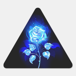 Pegatina Triangular Rosa azul en llamas