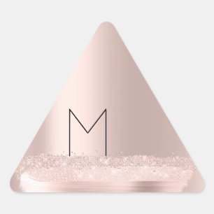 Pegatina Triangular Rosa Toques de Nombre Nupcial Rubor Líneas