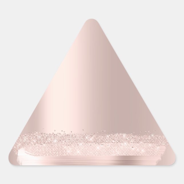 Pegatina Triangular Rosa Toques de Nombre Nupcial Rubor Líneas (Anverso)