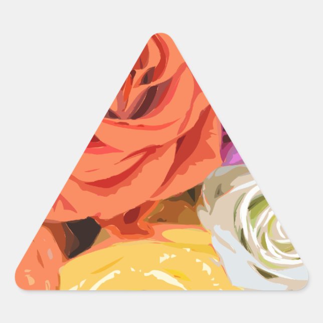 Pegatina Triangular Rosas (Anverso)