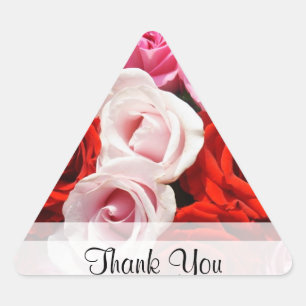 Pegatina Triangular Rosas del personalizado "Gracias"