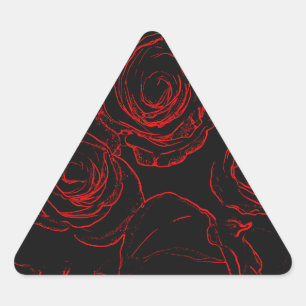 Pegatina Triangular Roses rojos fondo negro