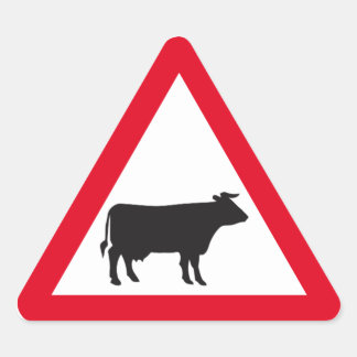 Pegatina Triangular Rótulo de la ruta bovina