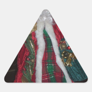 Pegatina Triangular Royal Plaid Hohoho Santa Merry Navidad