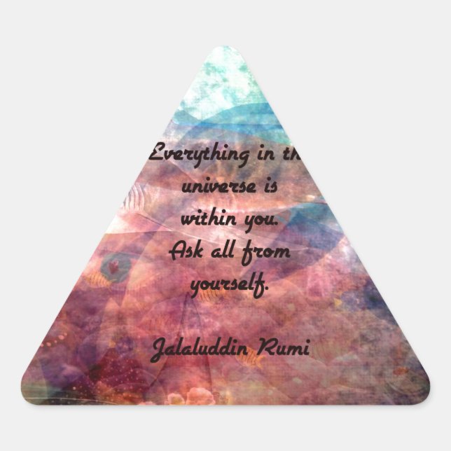 Pegatina Triangular Rumi Cita Sobre La Energía Y El Universo (Anverso)