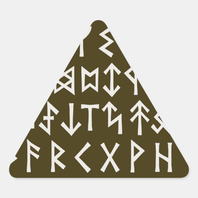 Pegatina Triangular Runas del Futhark Antiguo (Anverso)